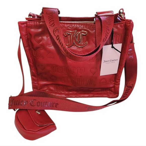 Juicy Couture Pink League Mini Tote Cool Red Handbag with Coin Purse NWT - Picture 2 of 11
